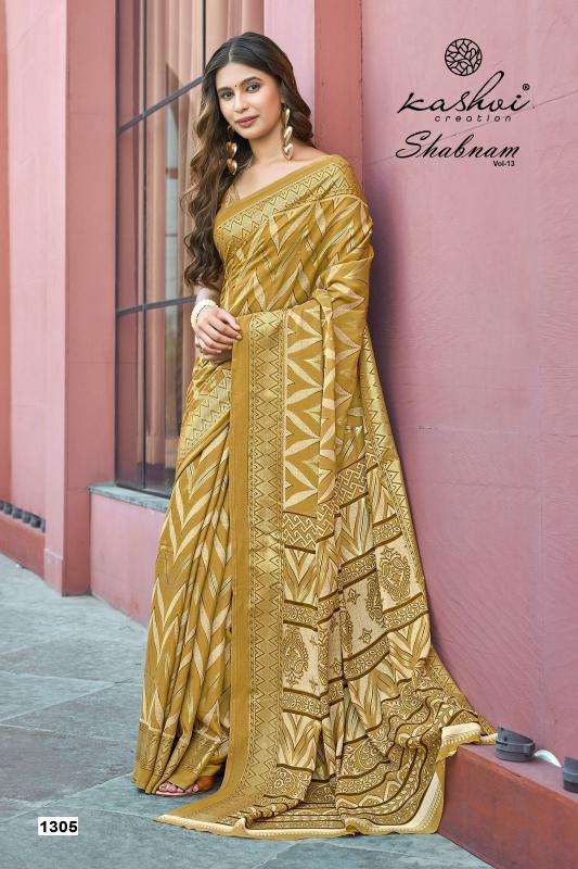 Shorya dull moss foil print Indian saree wholesale market