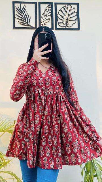 Shorya long sleeve printed office wear Latest Kurti designs in Ahmedabad