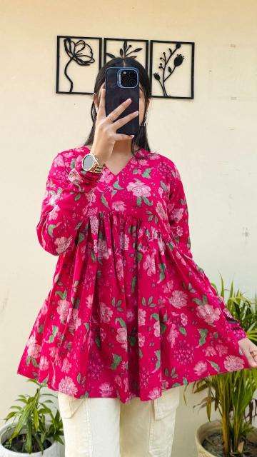 Shorya long sleeve printed office wear Latest Kurti designs in Ahmedabad
