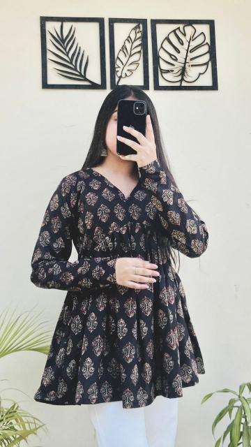 Shorya long sleeve printed office wear Latest Kurti designs in Ahmedabad