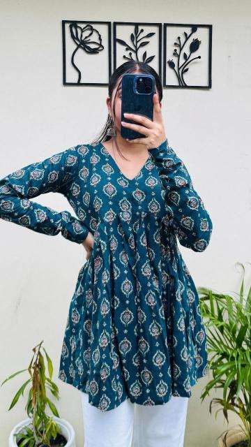Shorya long sleeve printed office wear Latest Kurti designs in Ahmedabad