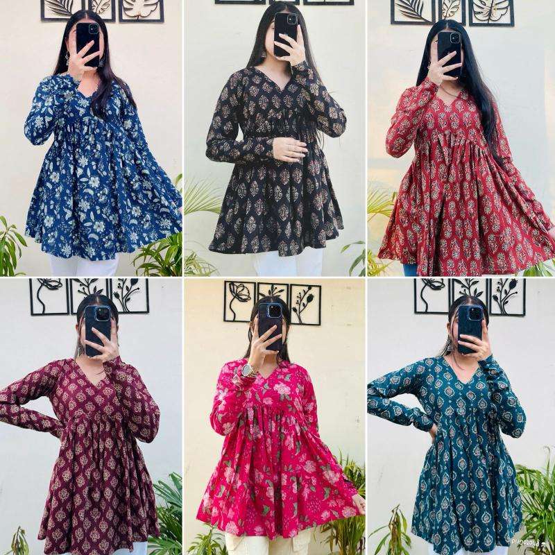 Shorya long sleeve printed office wear Latest Kurti designs in Ahmedabad