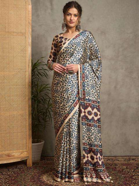Shorya noor e ajrakh gajji printed Surat saree wholesale market rates
