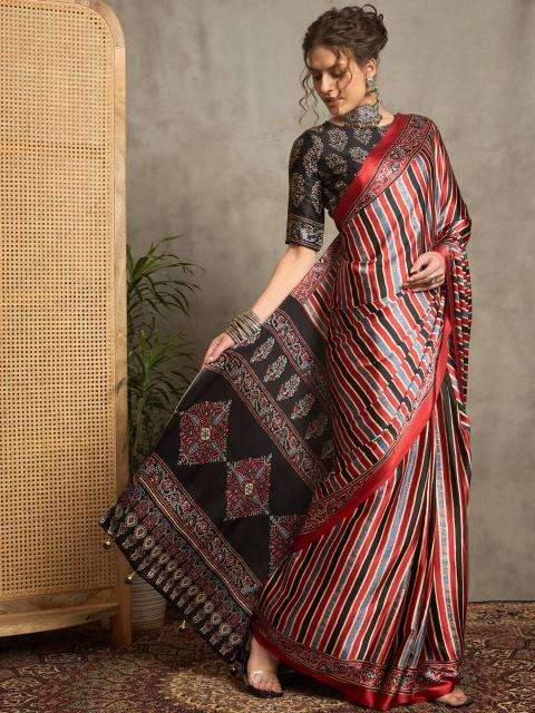 Shorya noor e ajrakh gajji printed Surat saree wholesale market rates