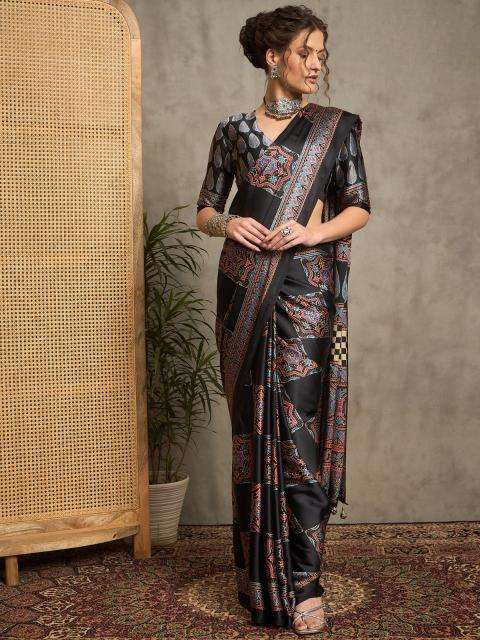 Shorya noor e ajrakh gajji printed Surat saree wholesale market rates