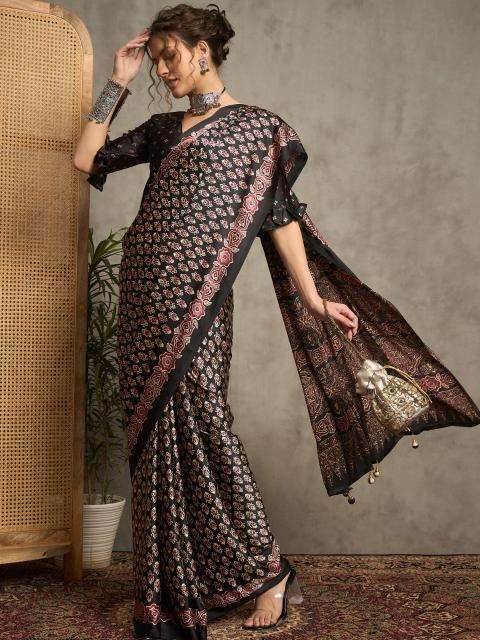 Shorya noor e ajrakh gajji printed Surat saree wholesale market rates