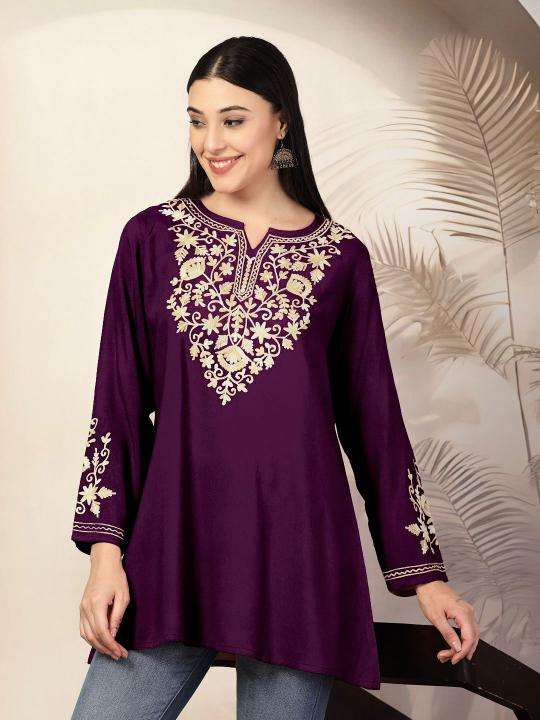 Shorya rayon with embroidery short top Online kurti store wholesale