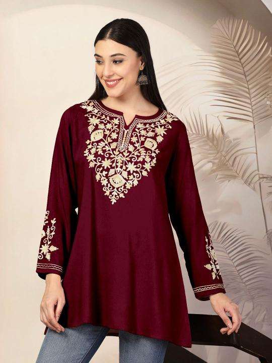 Shorya rayon with embroidery short top Online kurti store wholesale
