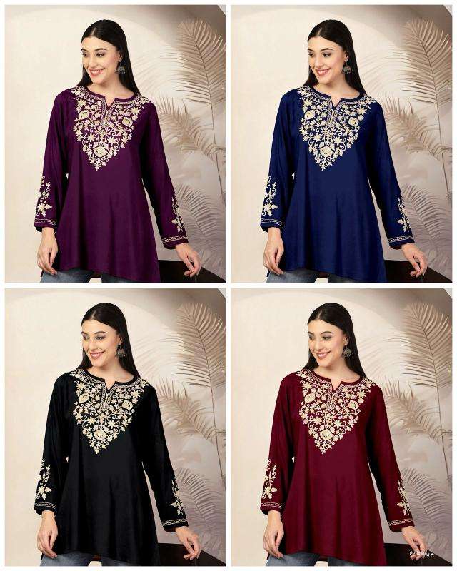 Shorya rayon with embroidery short top Online kurti store wholesale