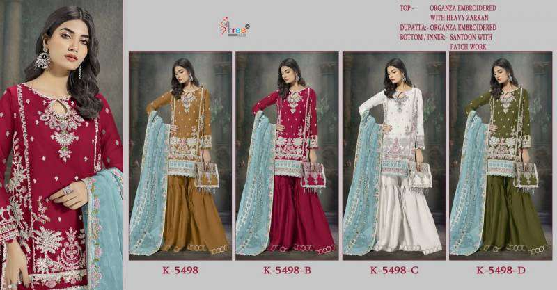 Shree K 5498 Organza Affordable salwar suits online