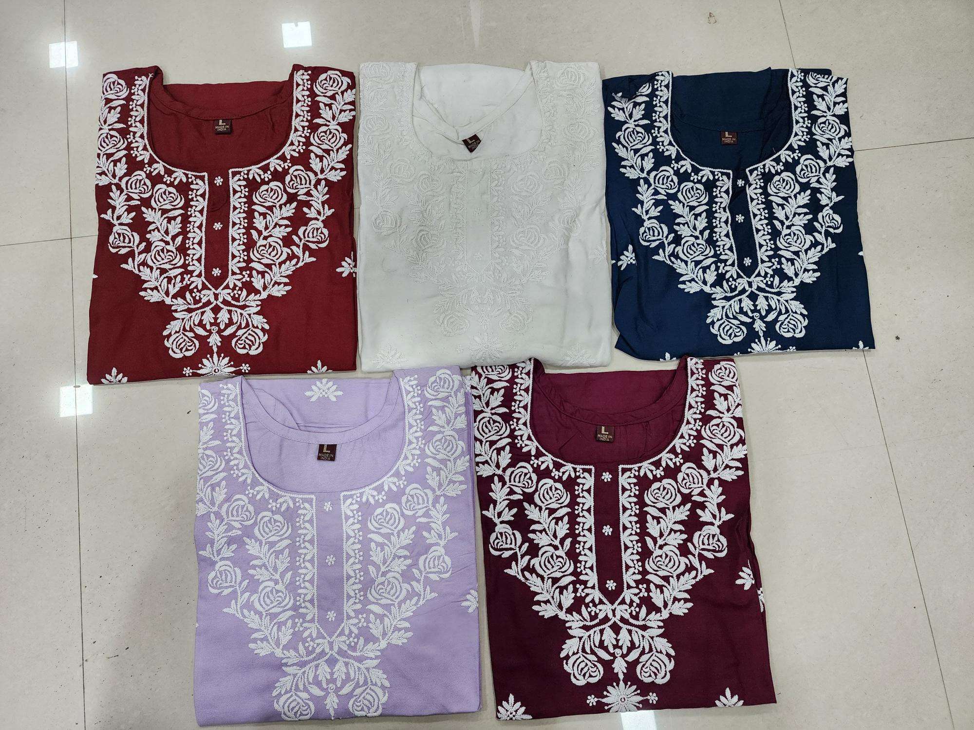 Shree salasar reyon embroidery work short tops Indian kurti wholesale