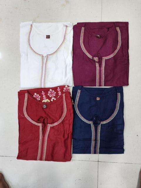 Shree salasar reyon embroidery work short tops Mumbai Kurti bazaar
