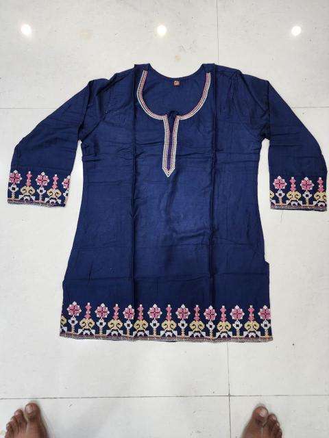 Shree salasar reyon embroidery work short tops Mumbai Kurti bazaar