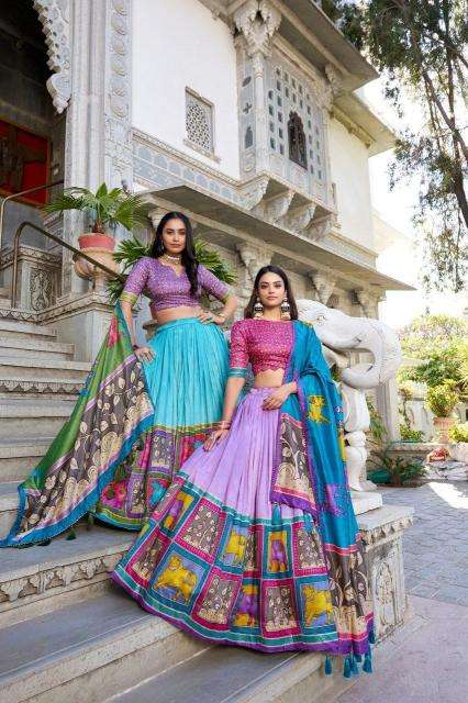 square box Tussar Silk lehenga wholesale rate
