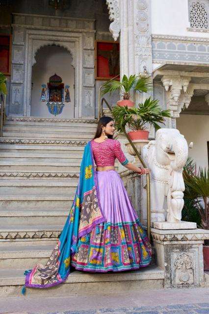 square box Tussar Silk lehenga wholesale rate