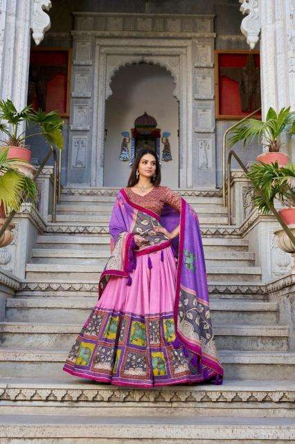 square box Tussar Silk lehenga wholesale rate