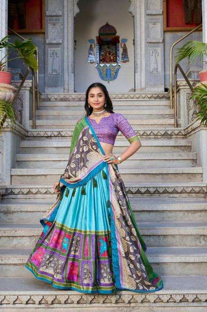 square box Tussar Silk lehenga wholesale rate