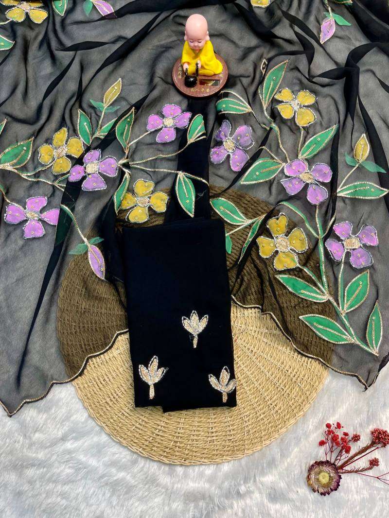Vt 753 T Georgette Flower Printed Saree wholesalers in Ahmedabad