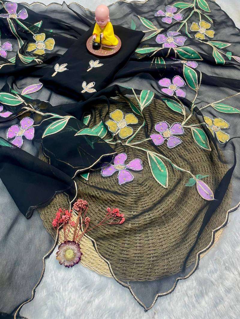Vt 753 T Georgette Flower Printed Saree wholesalers in Ahmedabad