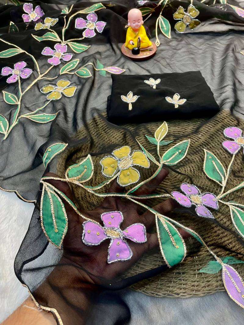 Vt 753 T Georgette Flower Printed Saree wholesalers in Ahmedabad