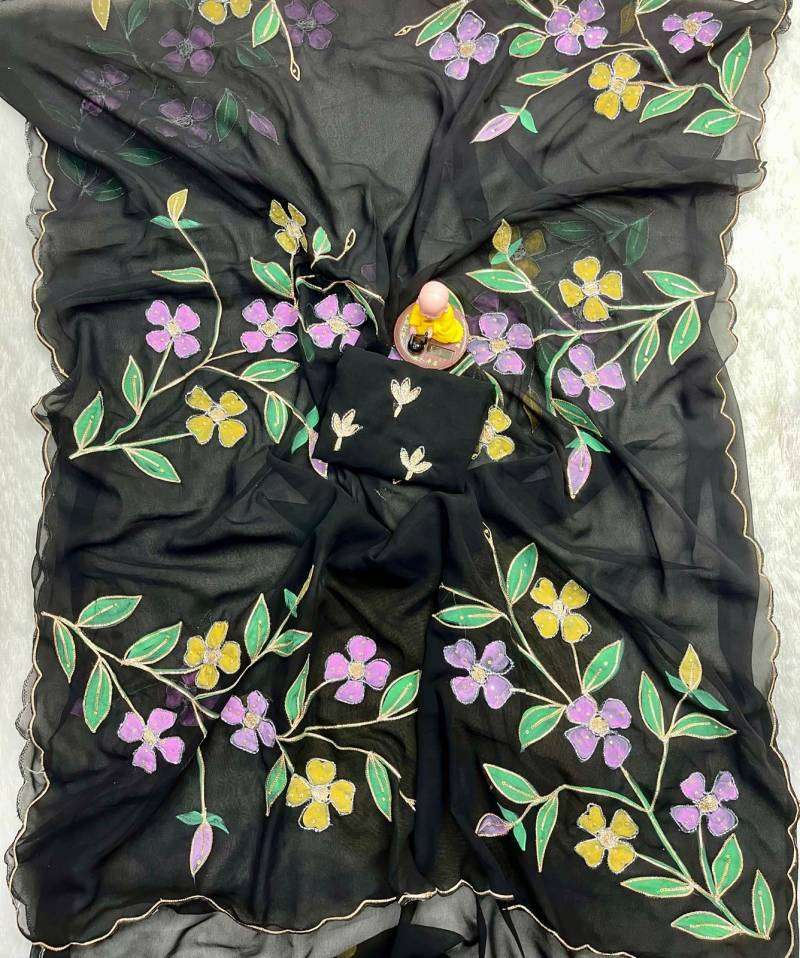 Vt 753 T Georgette Flower Printed Saree wholesalers in Ahmedabad