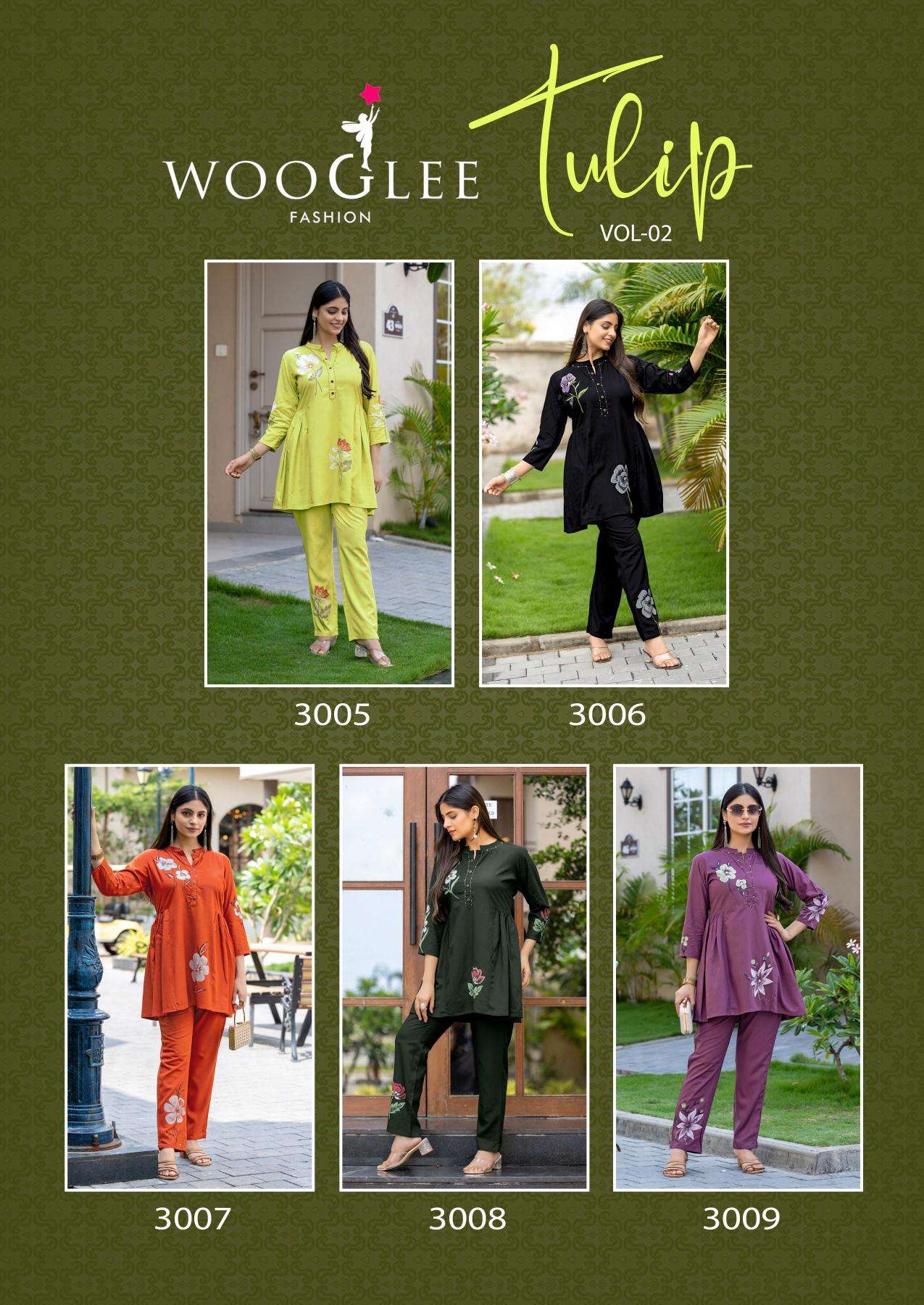 Wooglee tulip vol 2 co ord set Wholesale kurtis online
