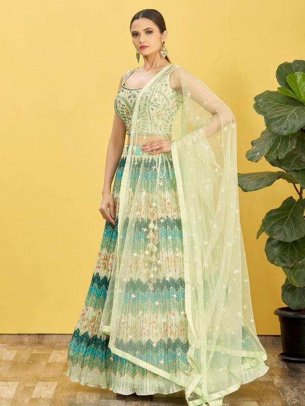 Zeel Clothing Chinnon banarasi lehenga wholesale 