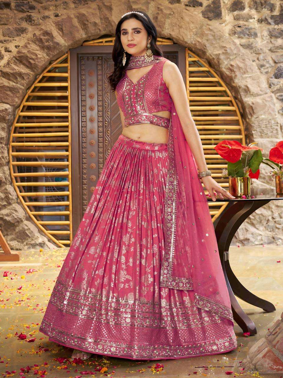 Zeel Clothing Dola Silk Jacquard designer lehenga wholesale
