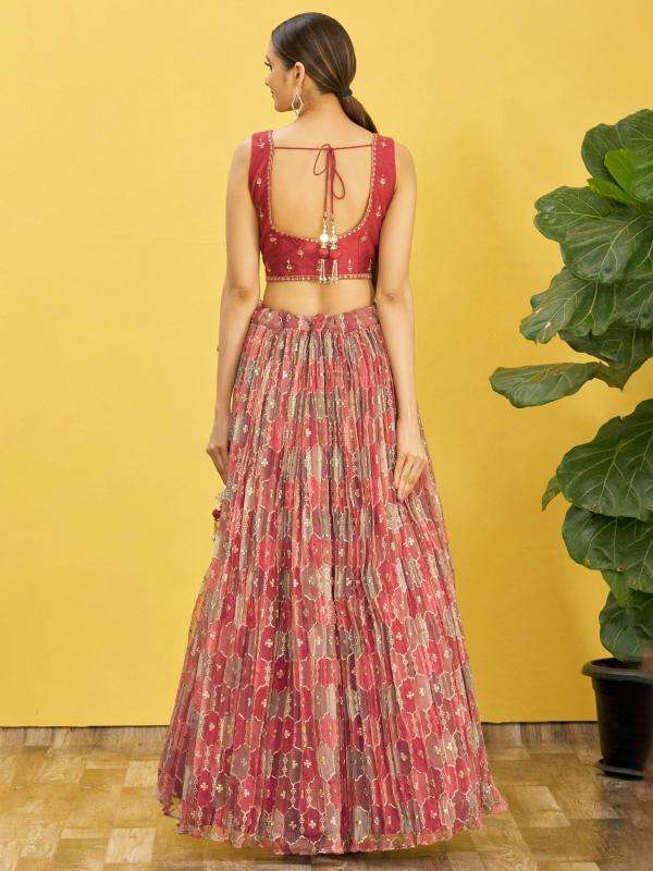Zeel Clothing Organza Maroon Designer lehenga choli in Surat