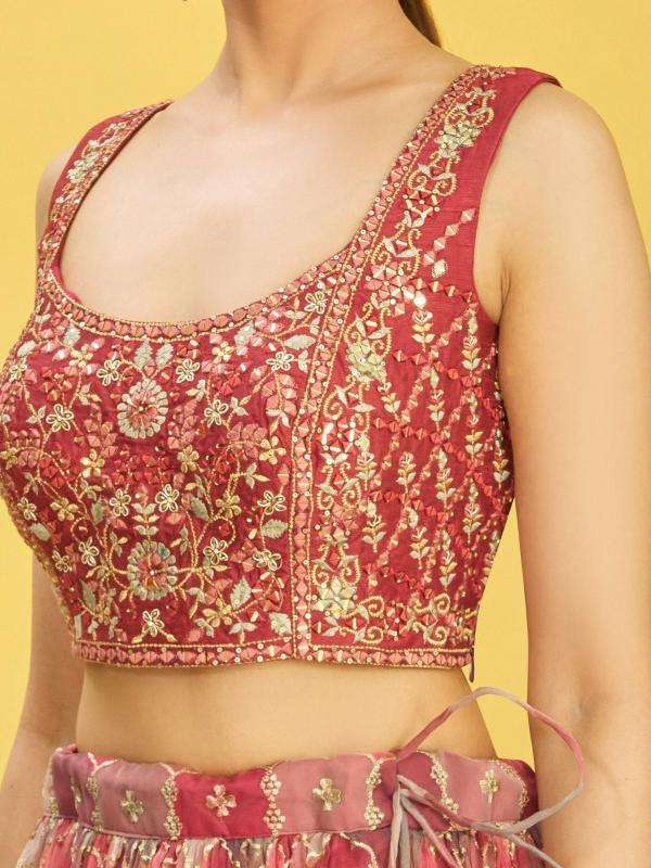 Zeel Clothing Organza Maroon Designer lehenga choli in Surat