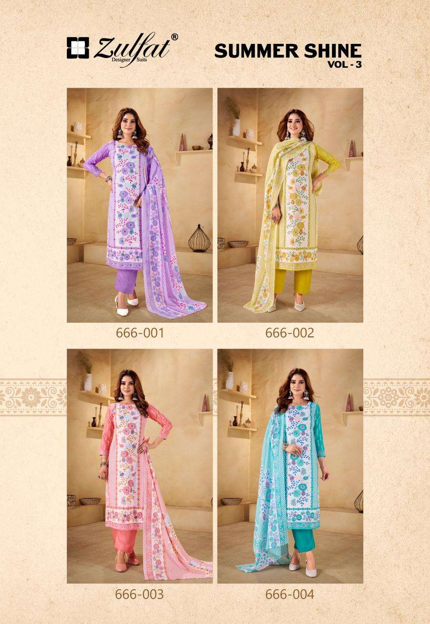 Zulfat designer suits summer shine vol 3 Wholesale wedding dress materials in Mumbai