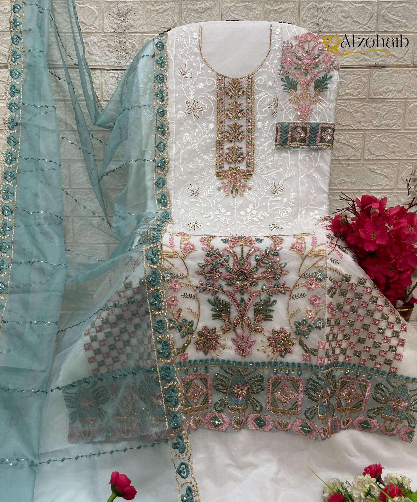 Alzohaib organza karachi Dress material supplier in Kolkata
