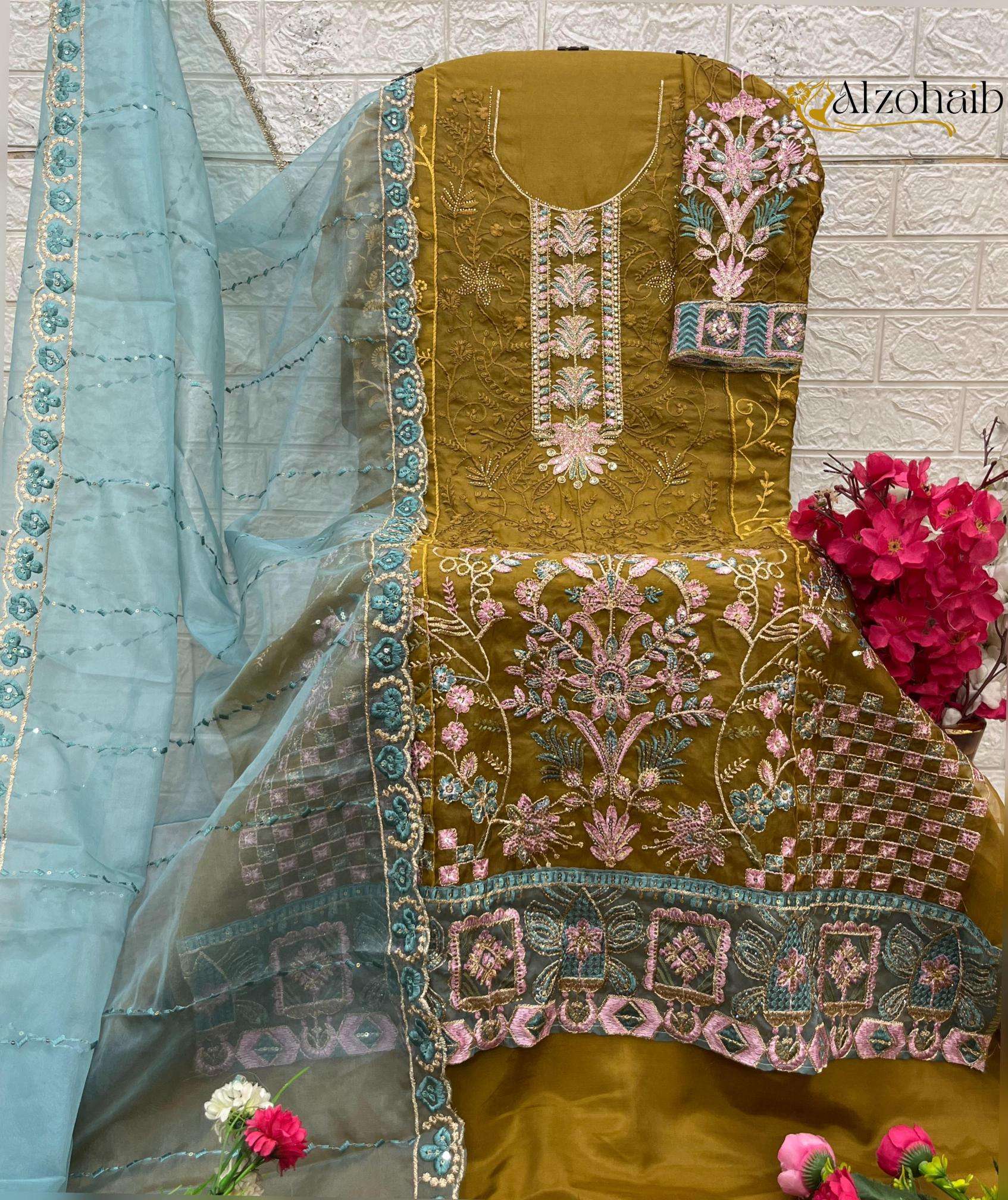 Alzohaib organza karachi Dress material supplier in Kolkata