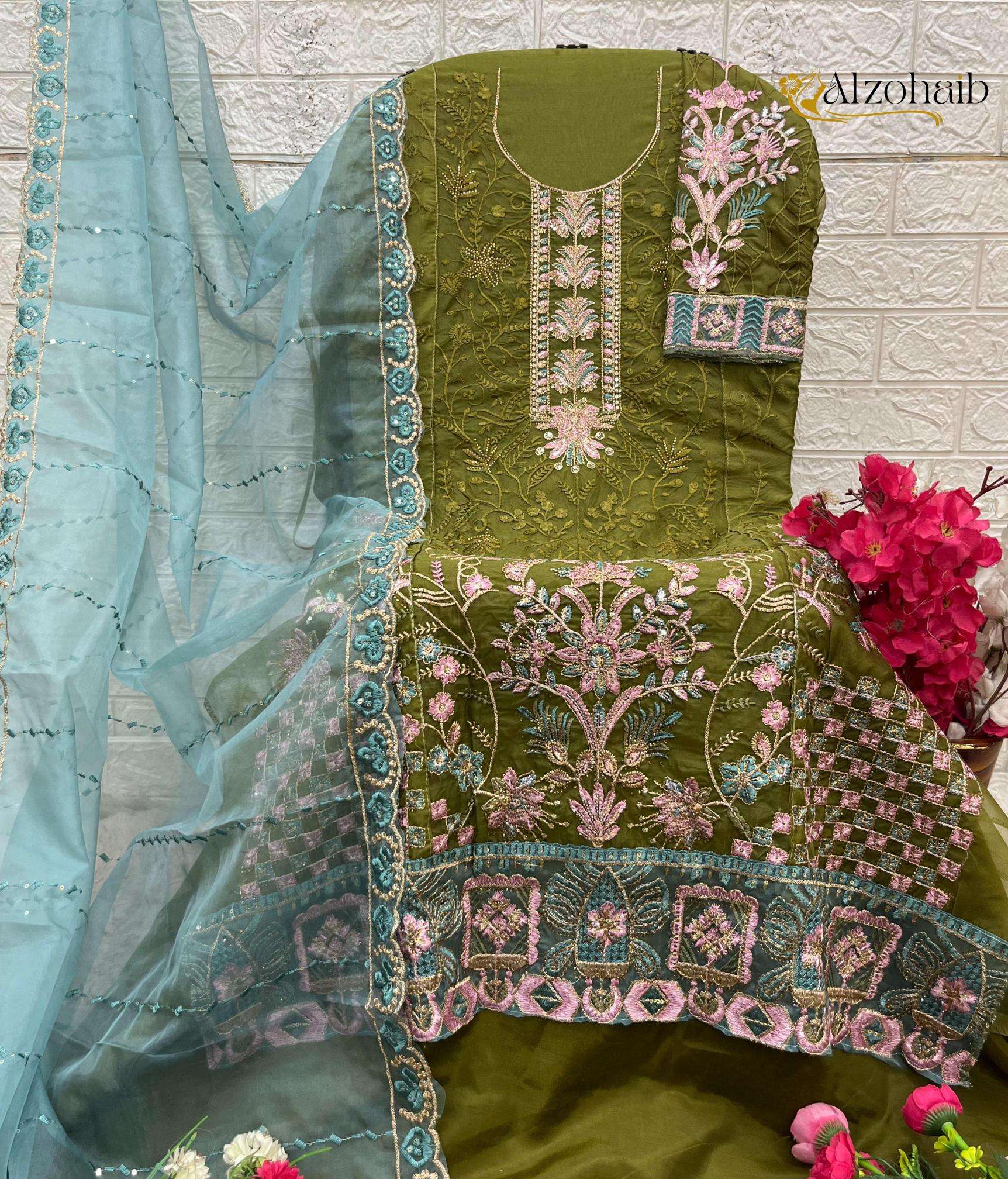 Alzohaib organza karachi Dress material supplier in Kolkata