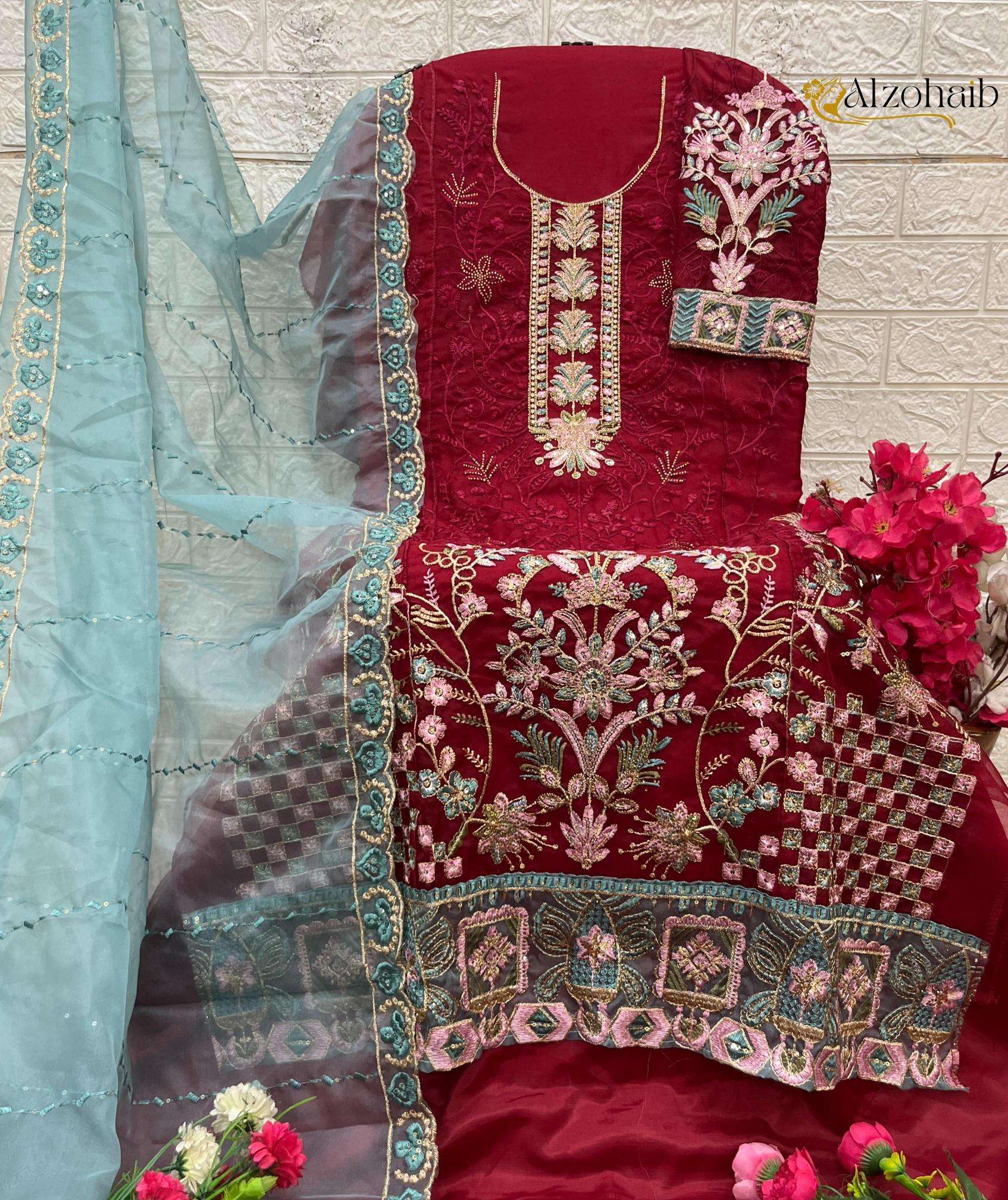 Alzohaib organza karachi Dress material supplier in Kolkata