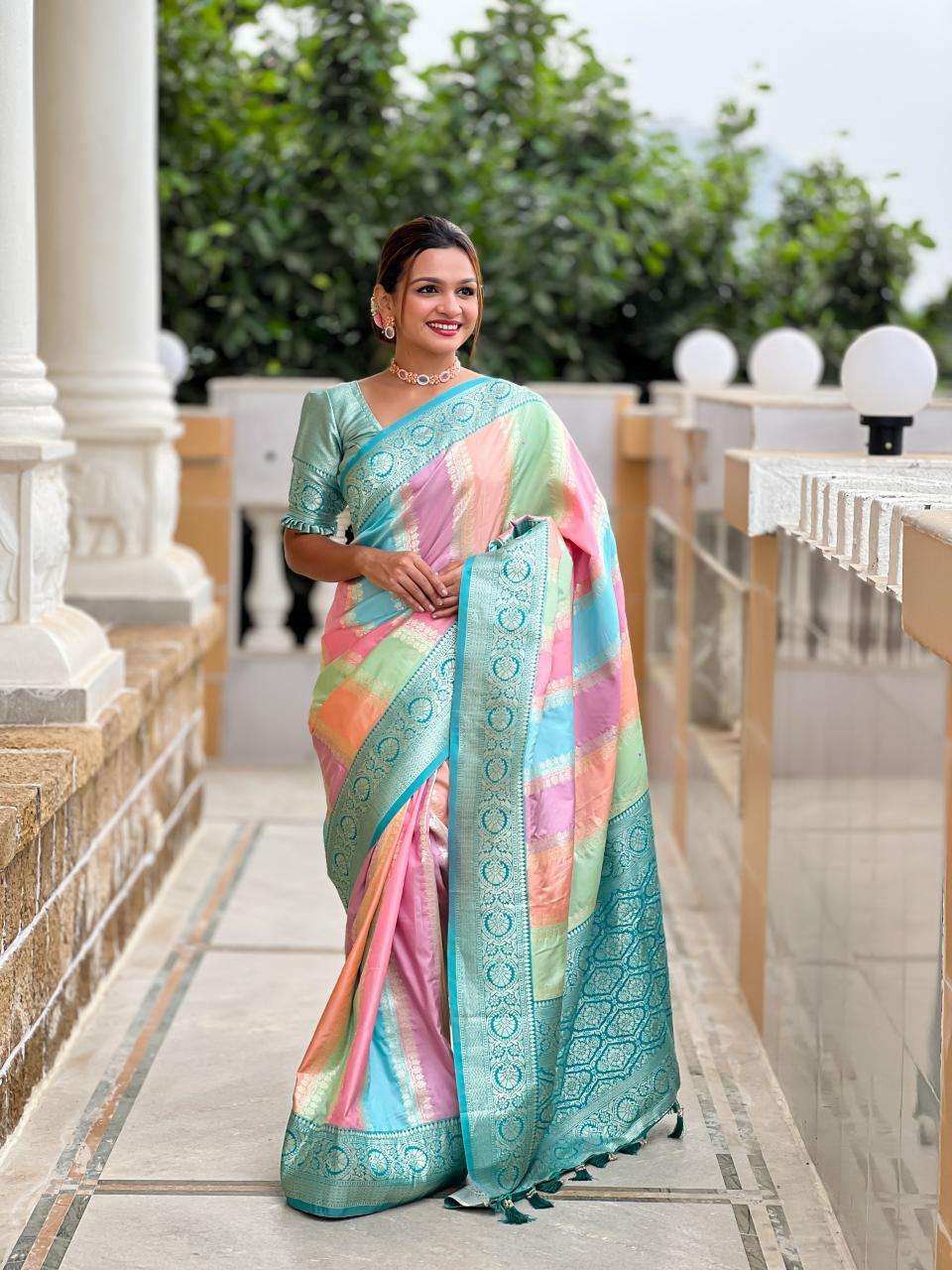 Anupama multi colour soft banarasi silk Indian Saree Wholesaler