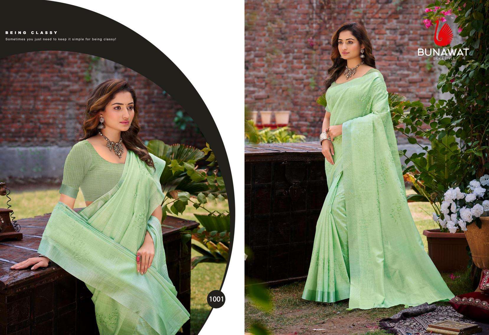 BUNAWAT - Lotus Linen Saree wholesale price in Mumbai