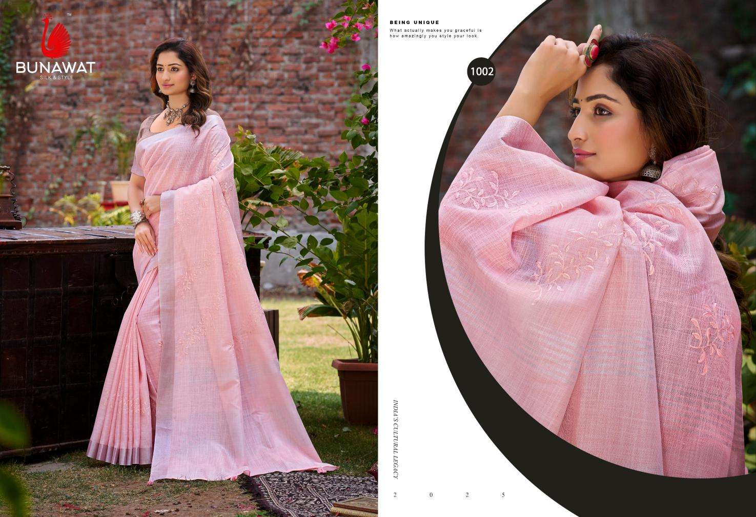 BUNAWAT - Lotus Linen Saree wholesale price in Mumbai