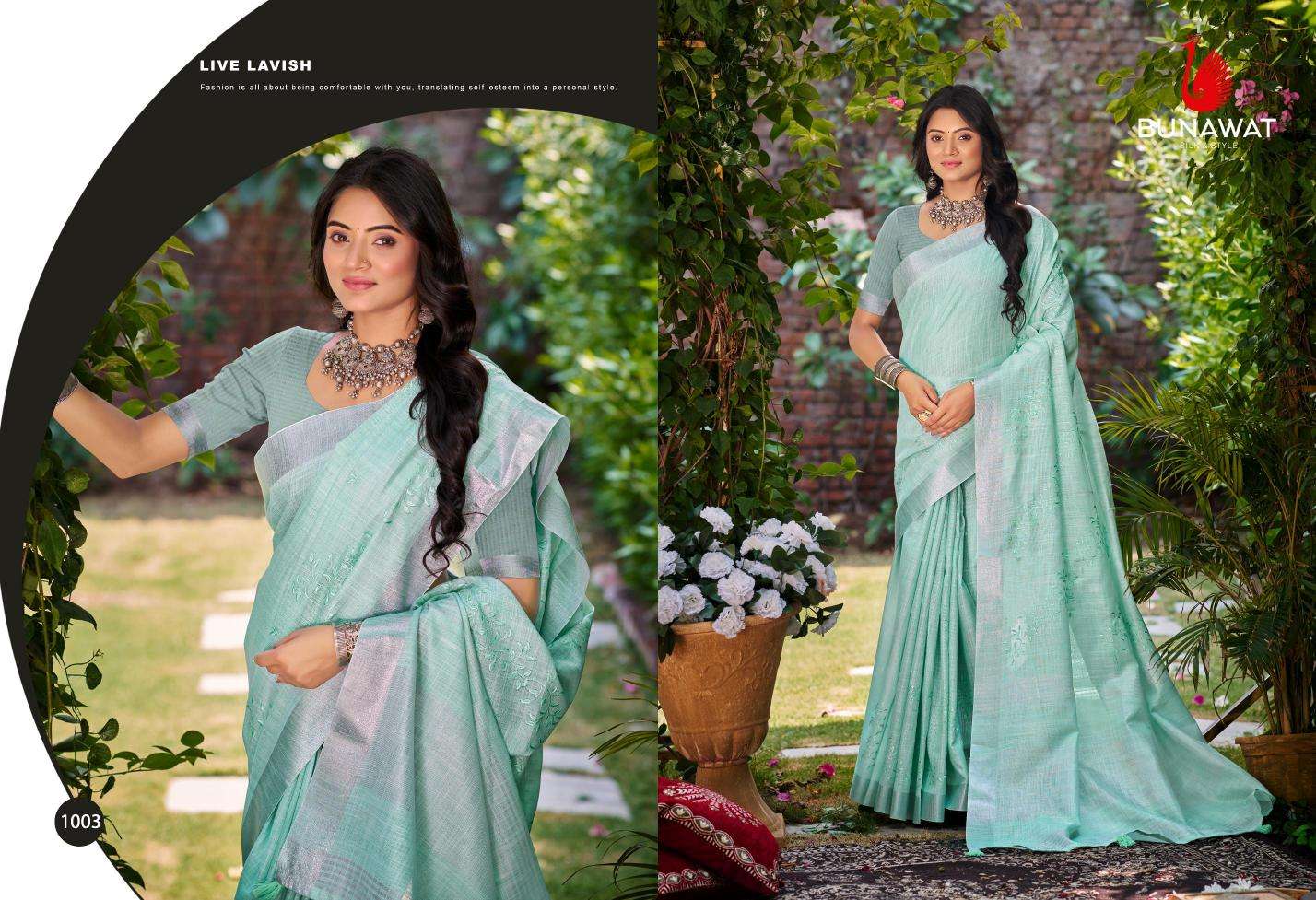 BUNAWAT - Lotus Linen Saree wholesale price in Mumbai