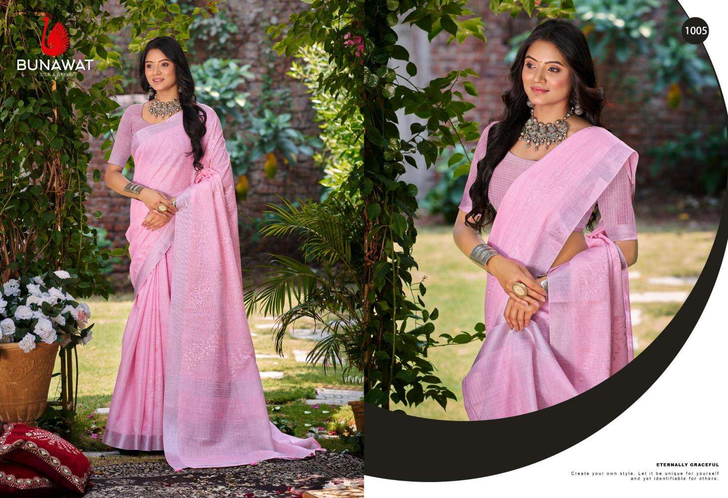 BUNAWAT - Lotus Linen Saree wholesale price in Mumbai
