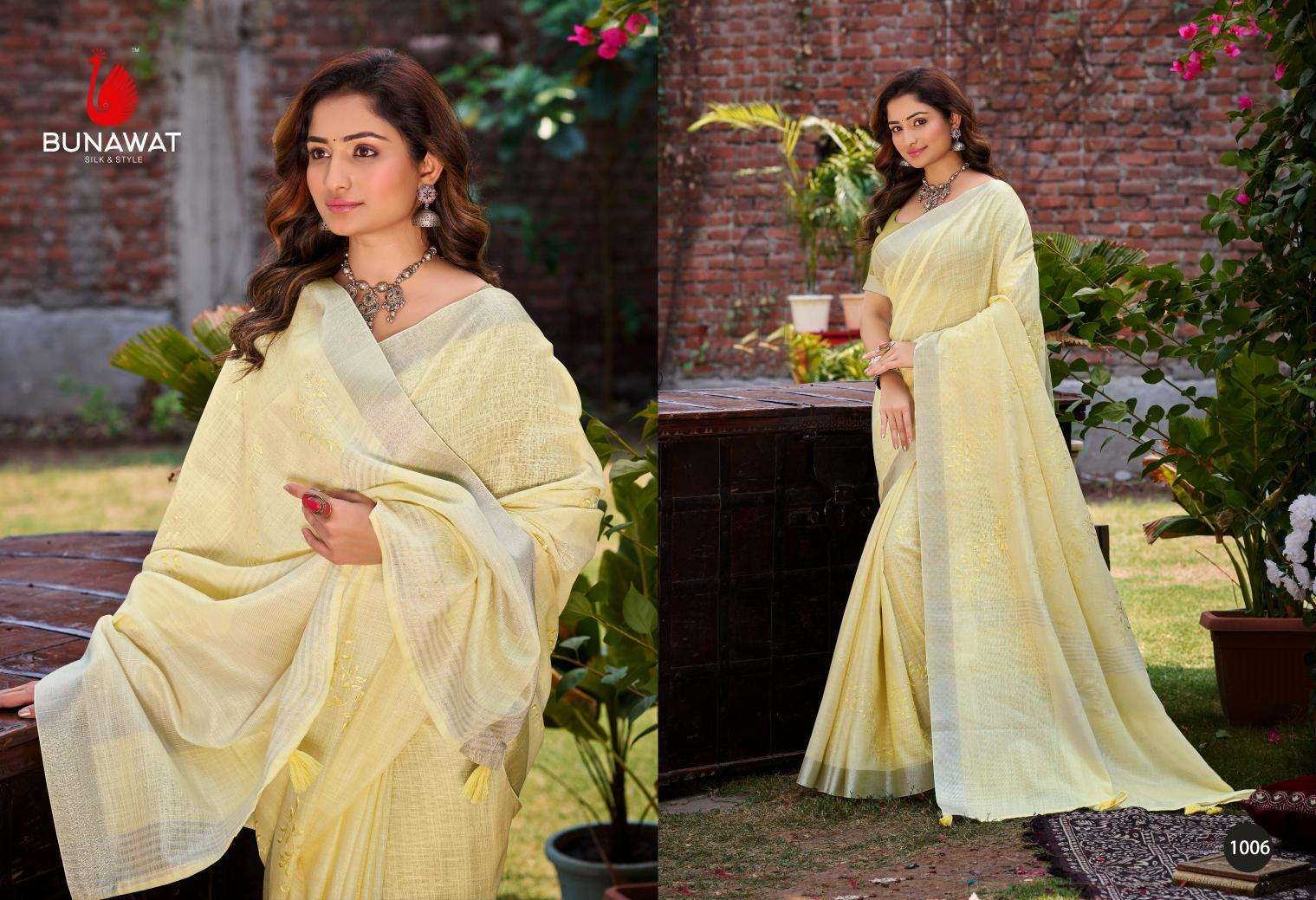 BUNAWAT - Lotus Linen Saree wholesale price in Mumbai