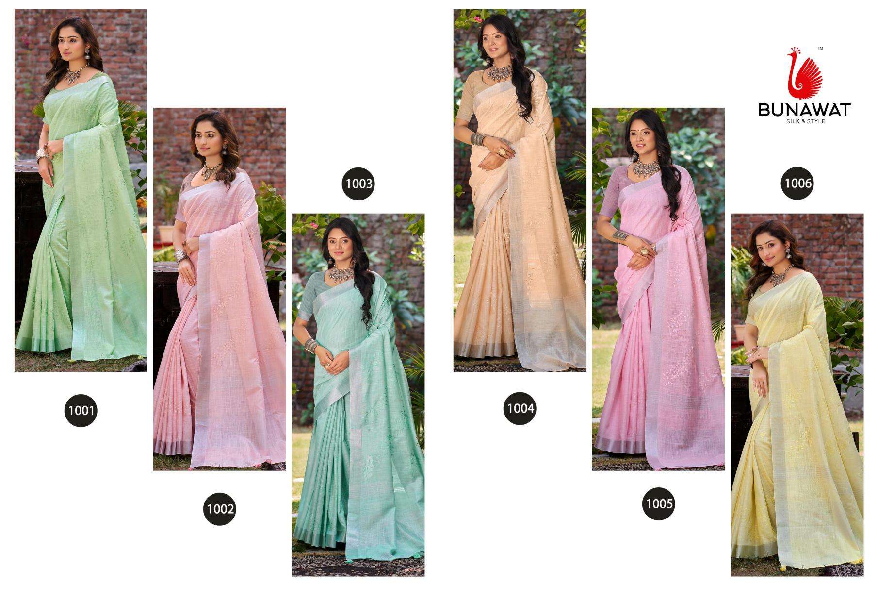 BUNAWAT - Lotus Linen Saree wholesale price in Mumbai