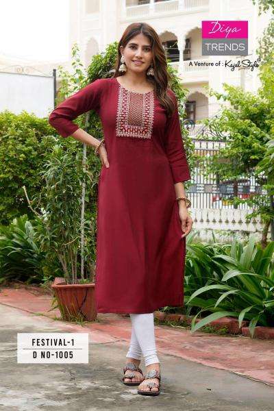 Diya trends roman silk vol 1 Surat wholesale Kurti manufacturers