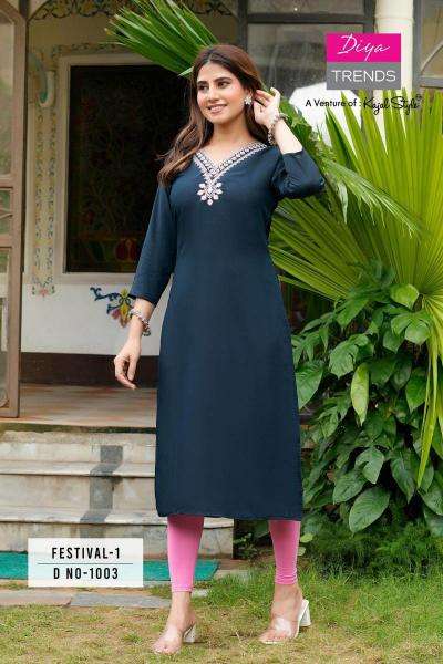 Diya trends roman silk vol 1 Surat wholesale Kurti manufacturers