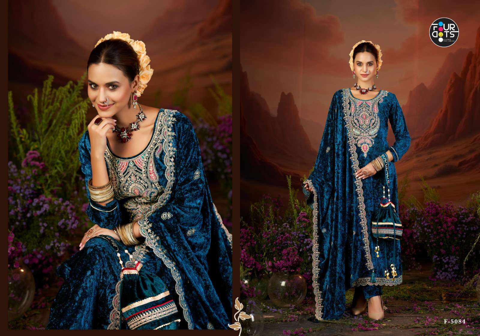 Four Dots Clemence Makhmal Dress materials manufacturers in Ahmedabad