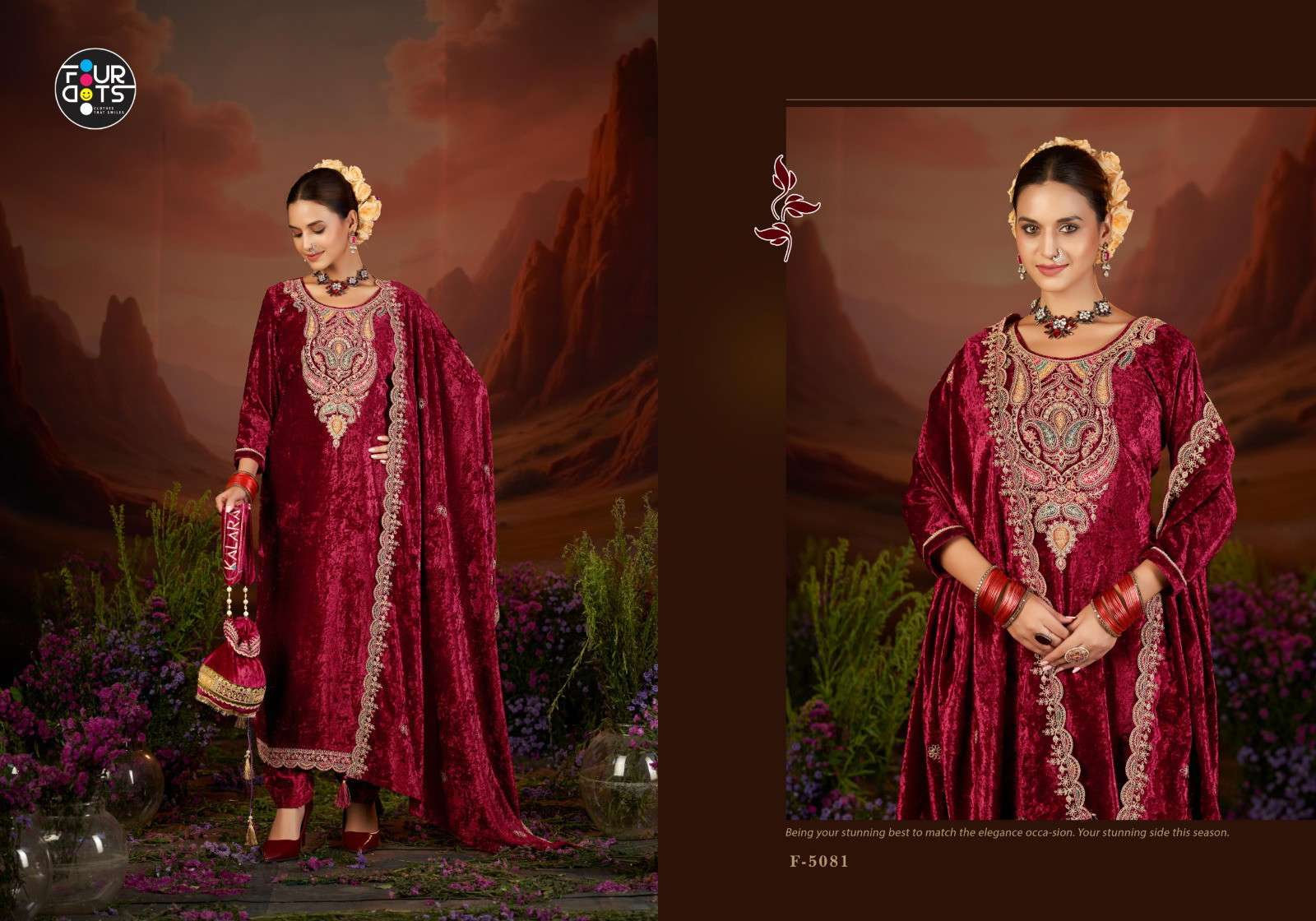 Four Dots Clemence Makhmal Dress materials manufacturers in Ahmedabad