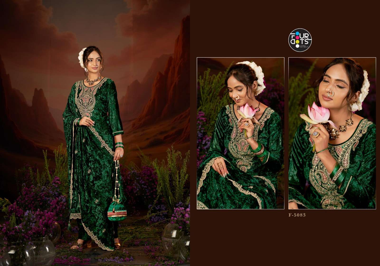 Four Dots Clemence Makhmal Dress materials manufacturers in Ahmedabad