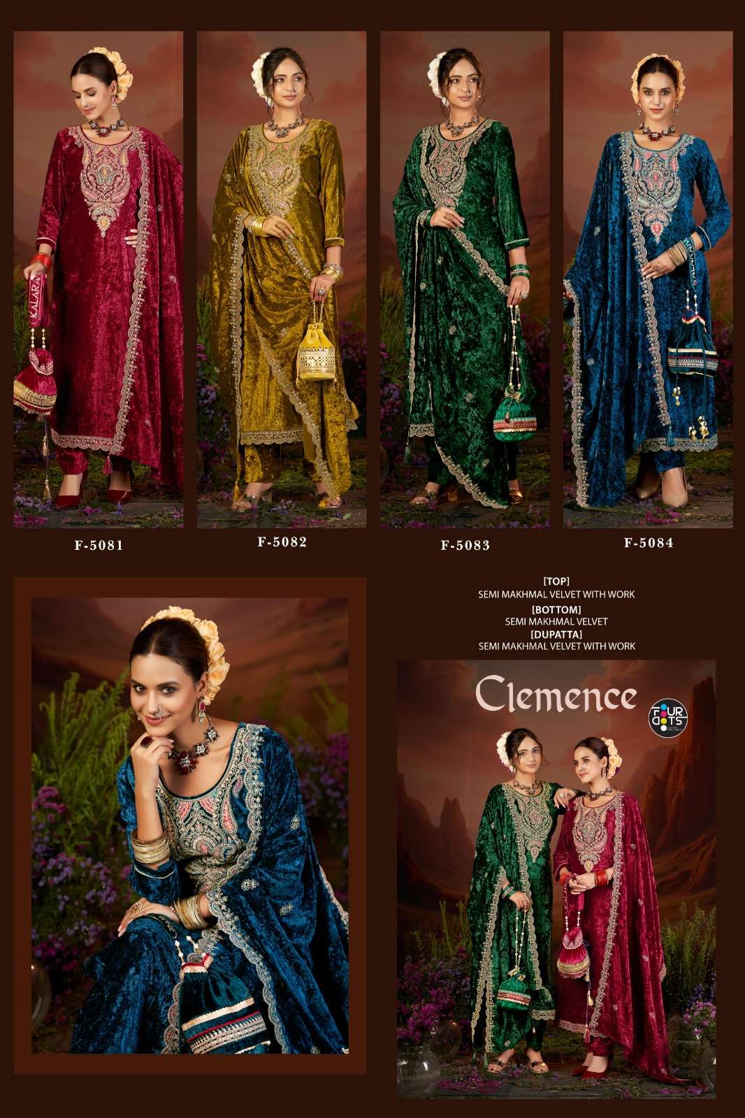 Four Dots Clemence Makhmal Dress materials manufacturers in Ahmedabad