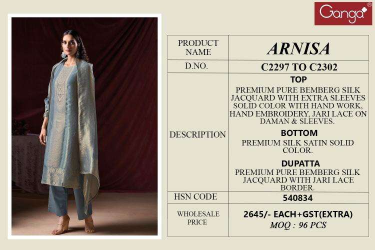 Ganga arnisa Designer dress material wholesale