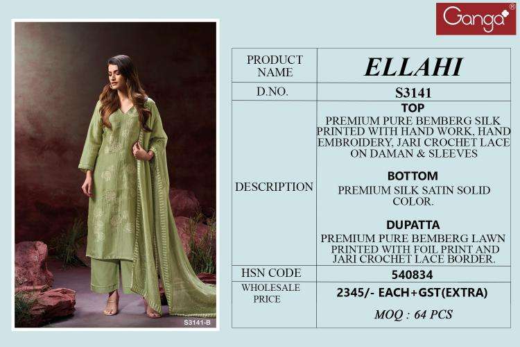 Ganga ellahi 3141 Ladies dress material wholesale